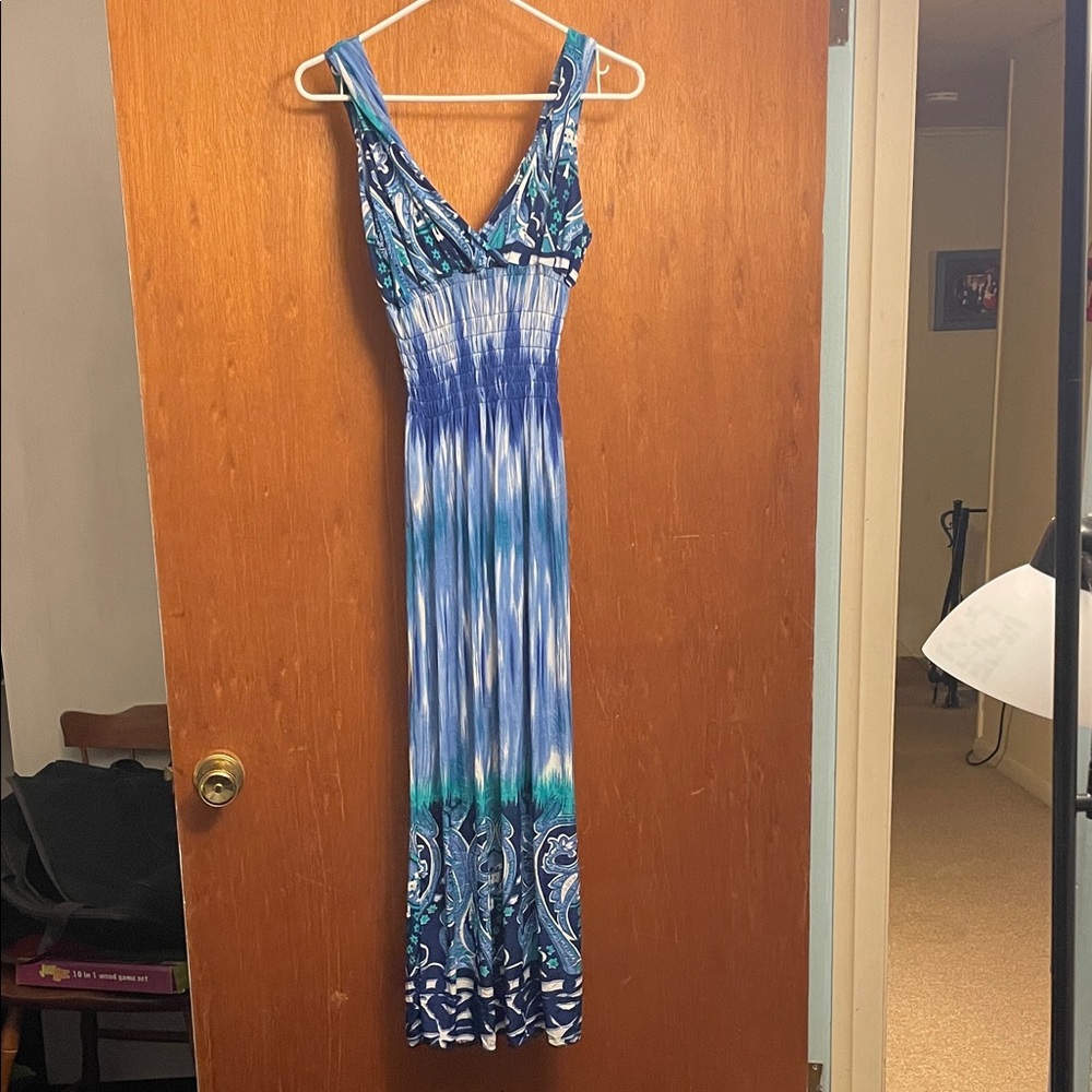 Blue and Green Maxi Dress